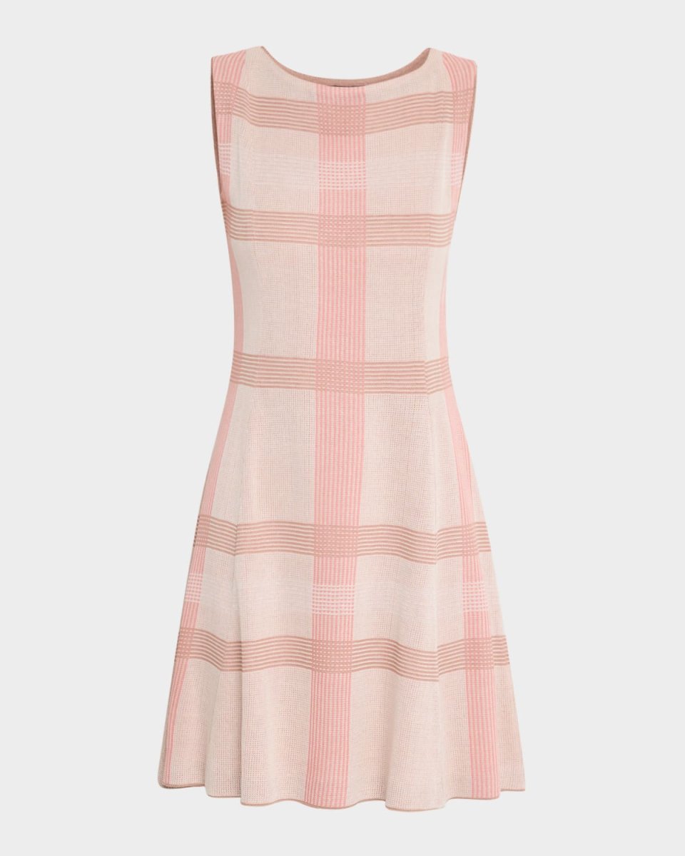 Fit-&-Flare Plaid Knit Dress